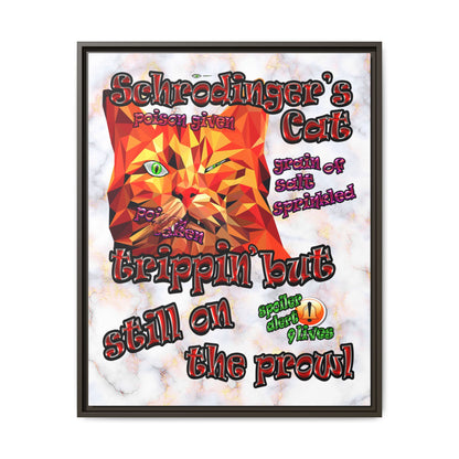 schrodinger's cat - framed canvas art (white marble)