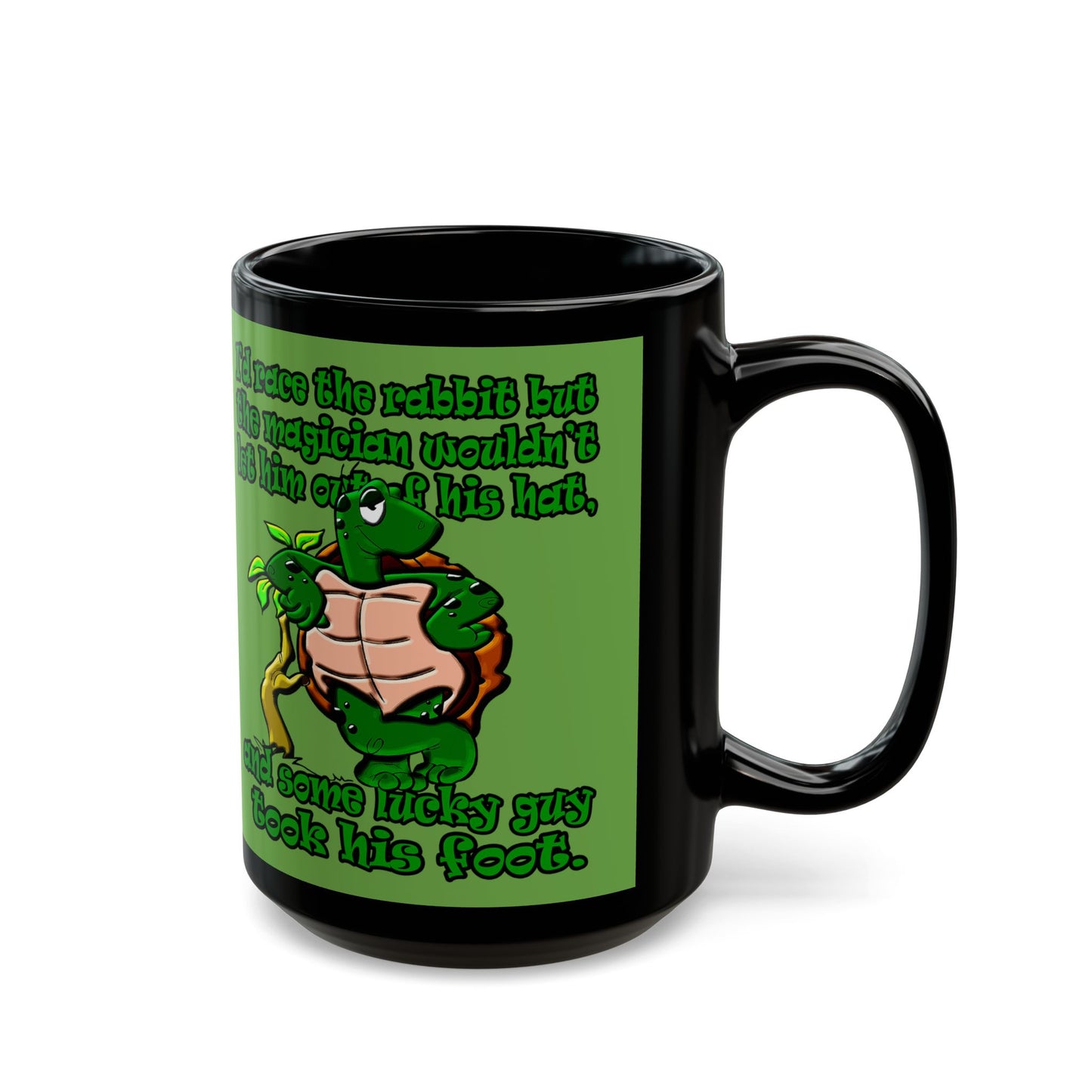turtle race - Black Mug (green)