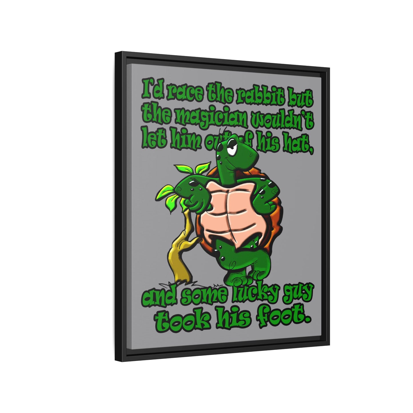turtle race - framed canvas art (grey)