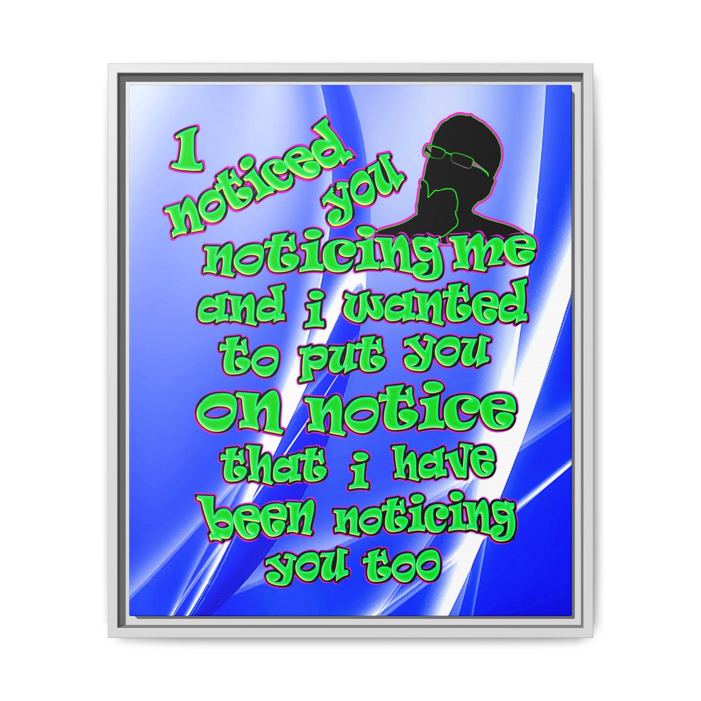 noticed you noticing - framed canvas art (blue-white wave)