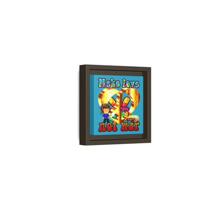love peace - framed canvas art (turquoise)