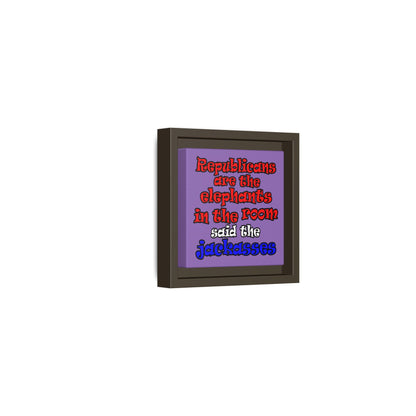 donkeys and elephants - framed canvas art (light purple)