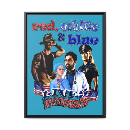 rw&b lives matter - framed canvas art (turquoise)