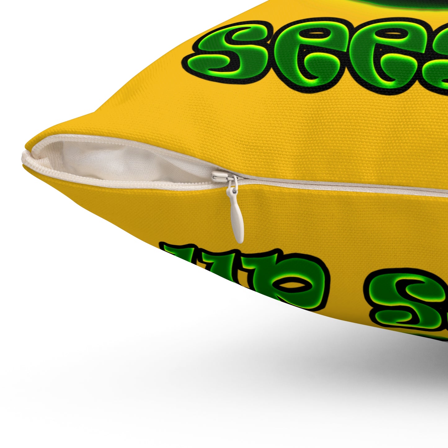 green monster - Spun Polyester Square Pillow - (yellow)