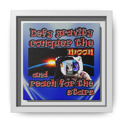defy conquer reach - framed canvas art (blue-white wave)