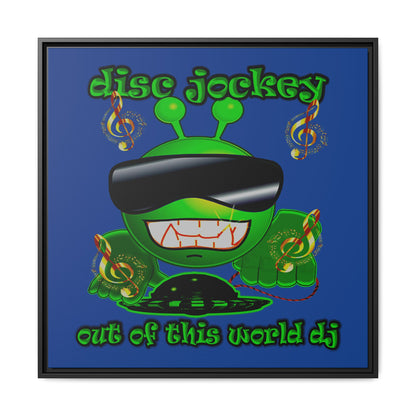 disc jockey - framed canvas art (dark blue)