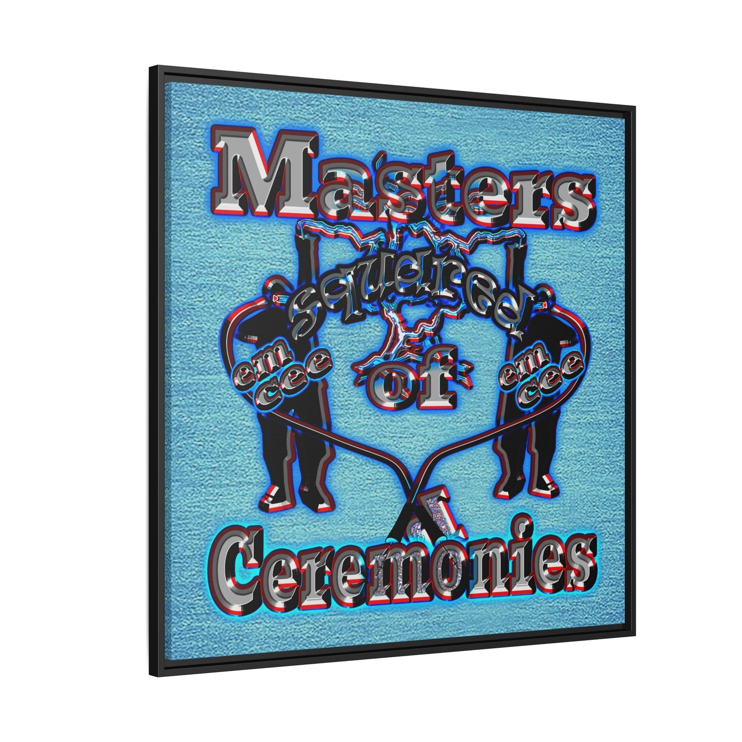 em cee squared - framed canvas art (faded blue)