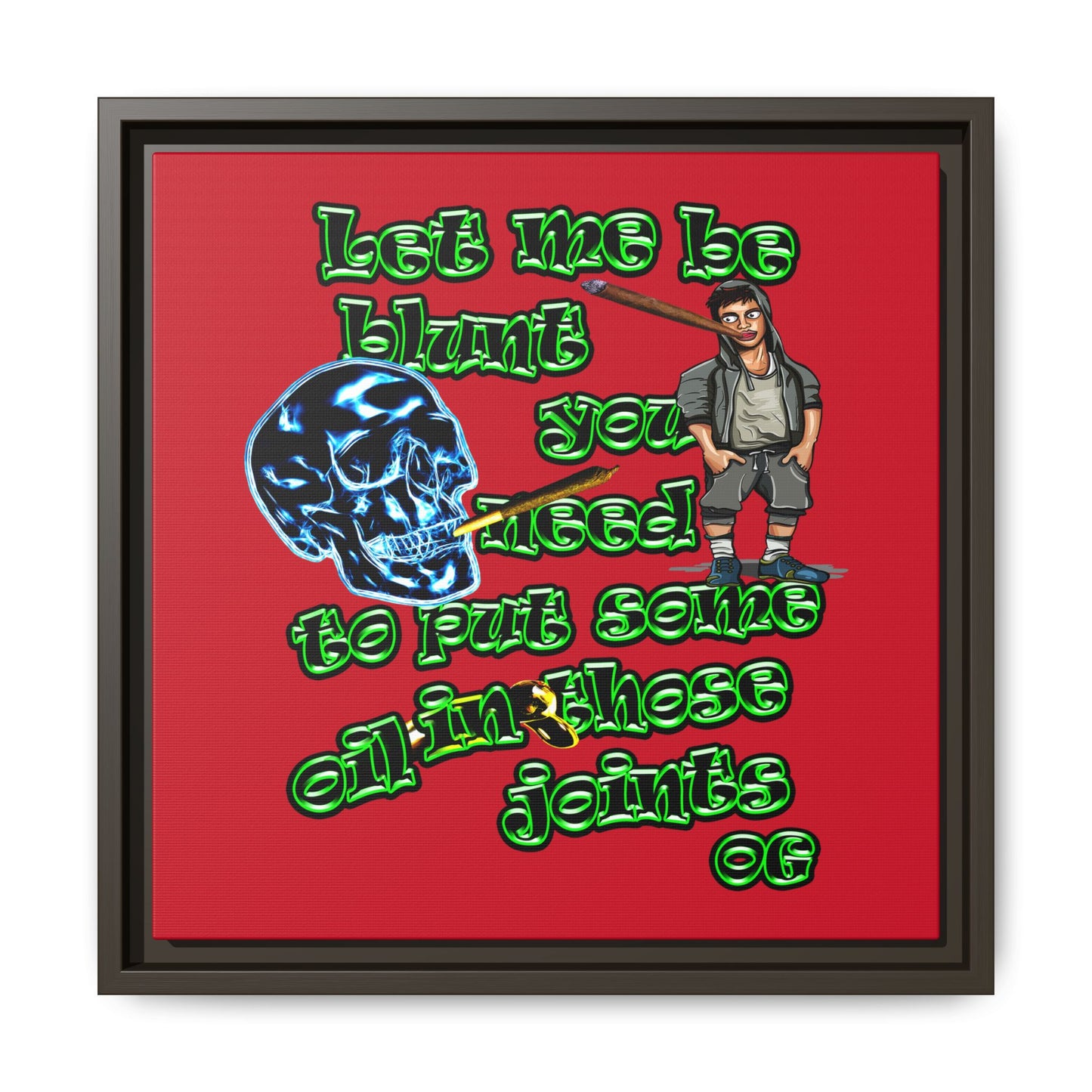 og - framed canvas art (dark red)