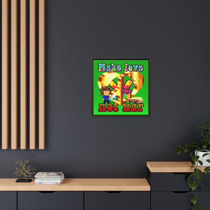 love peace - framed canvas art (logo green)