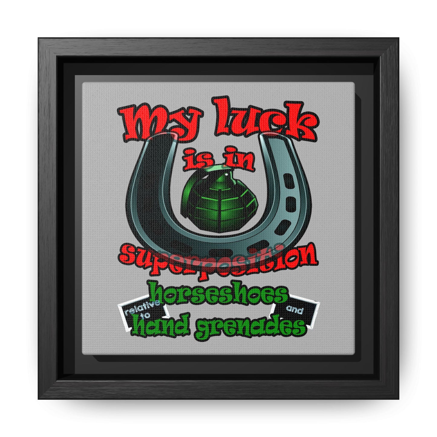 my luck - framed canvas art (light grey)