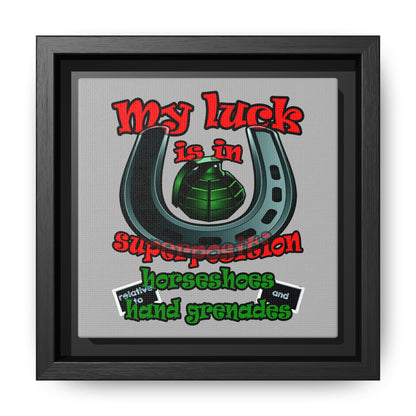 my luck - framed canvas art (light grey)