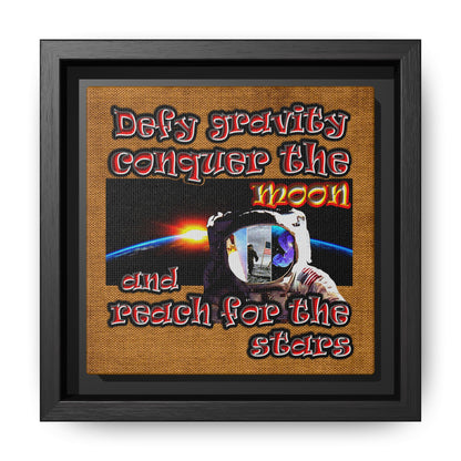 defy conquer reach - framed canvas art (brown papyrus)