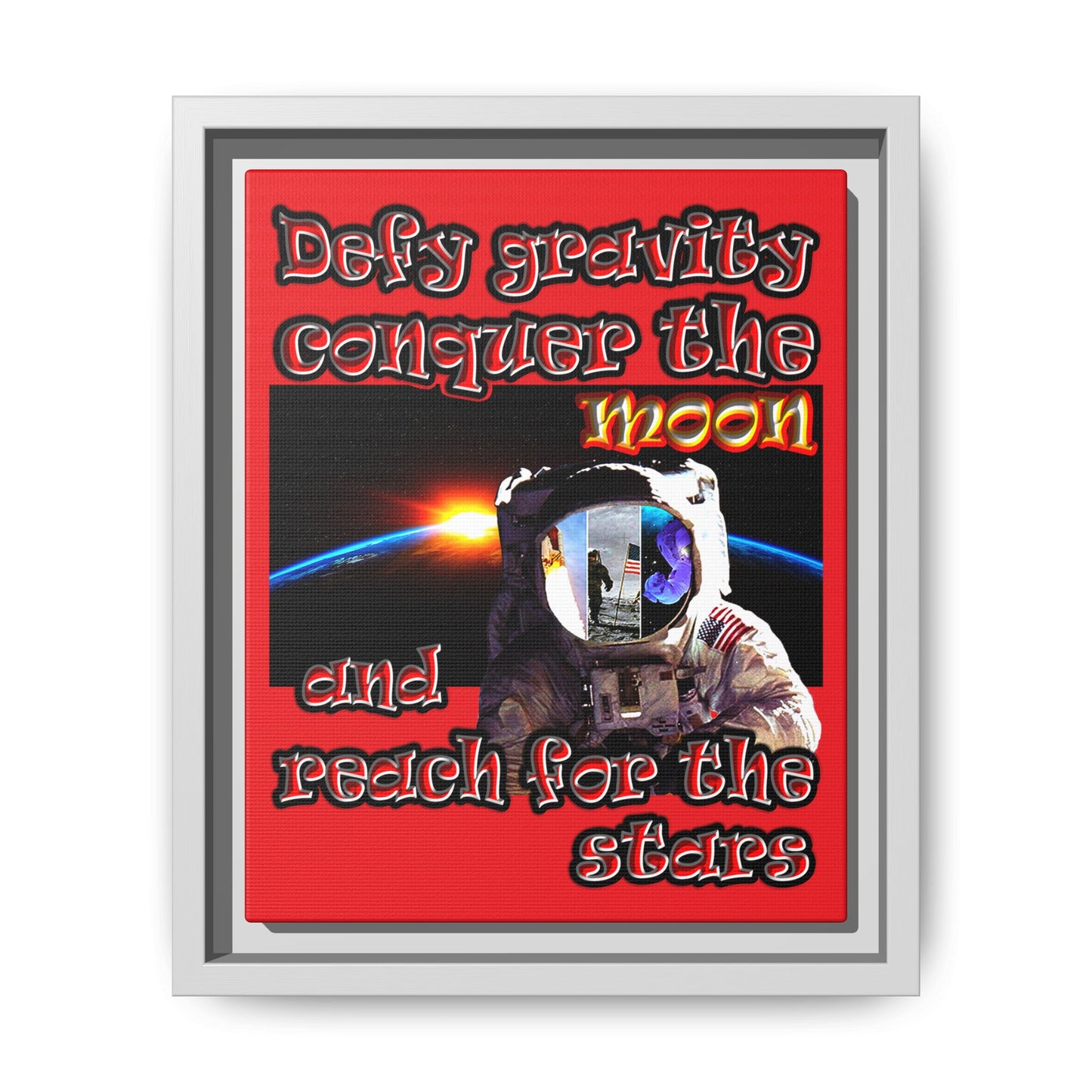 defy conquer reach - framed canvas art (red)
