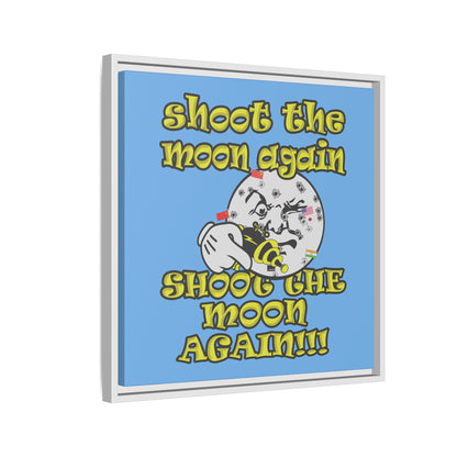 shoot the moon again - framed canvas art (light blue)