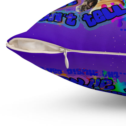 drop the beat - Spun Polyester Square Pillow - (purple-pink wave)