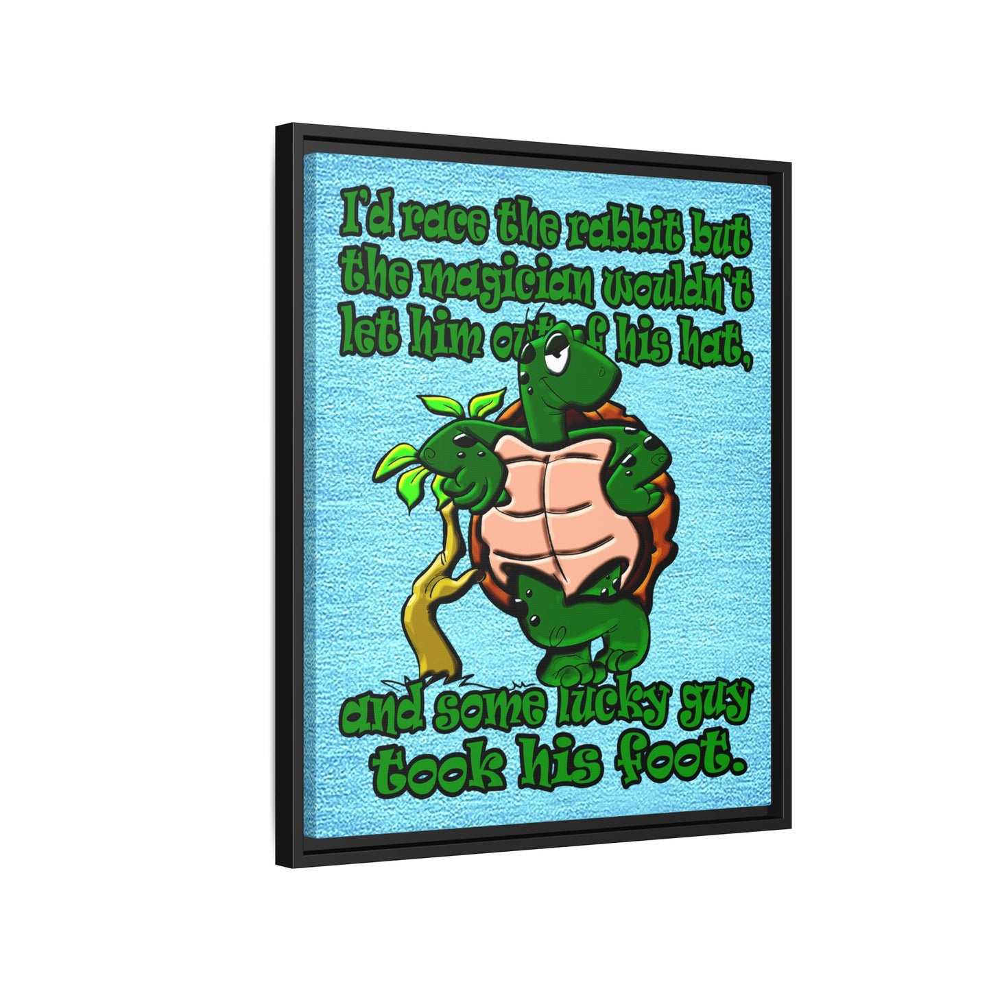turtle race - framed canvas art (faded blue)