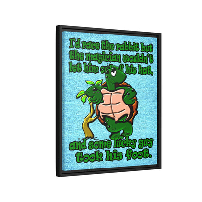 turtle race - framed canvas art (faded blue)