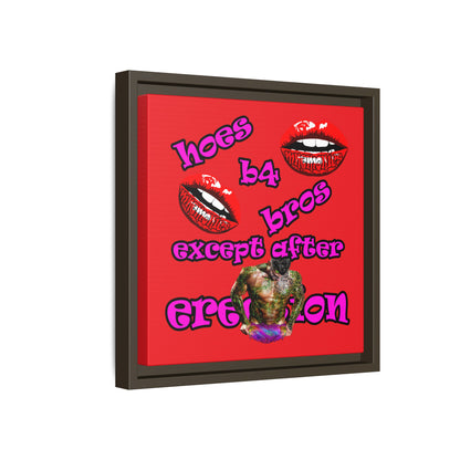 hoes b4 bros - framed canvas art (red)