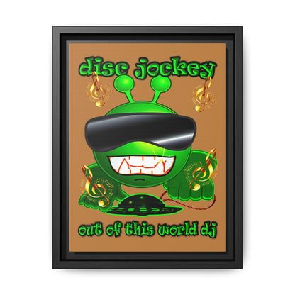 disc jockey - framed canvas art (light brown)