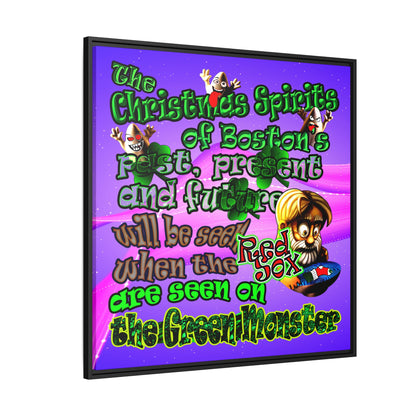 christmas spirits of boston - framed canvas art (purple-pink wave)