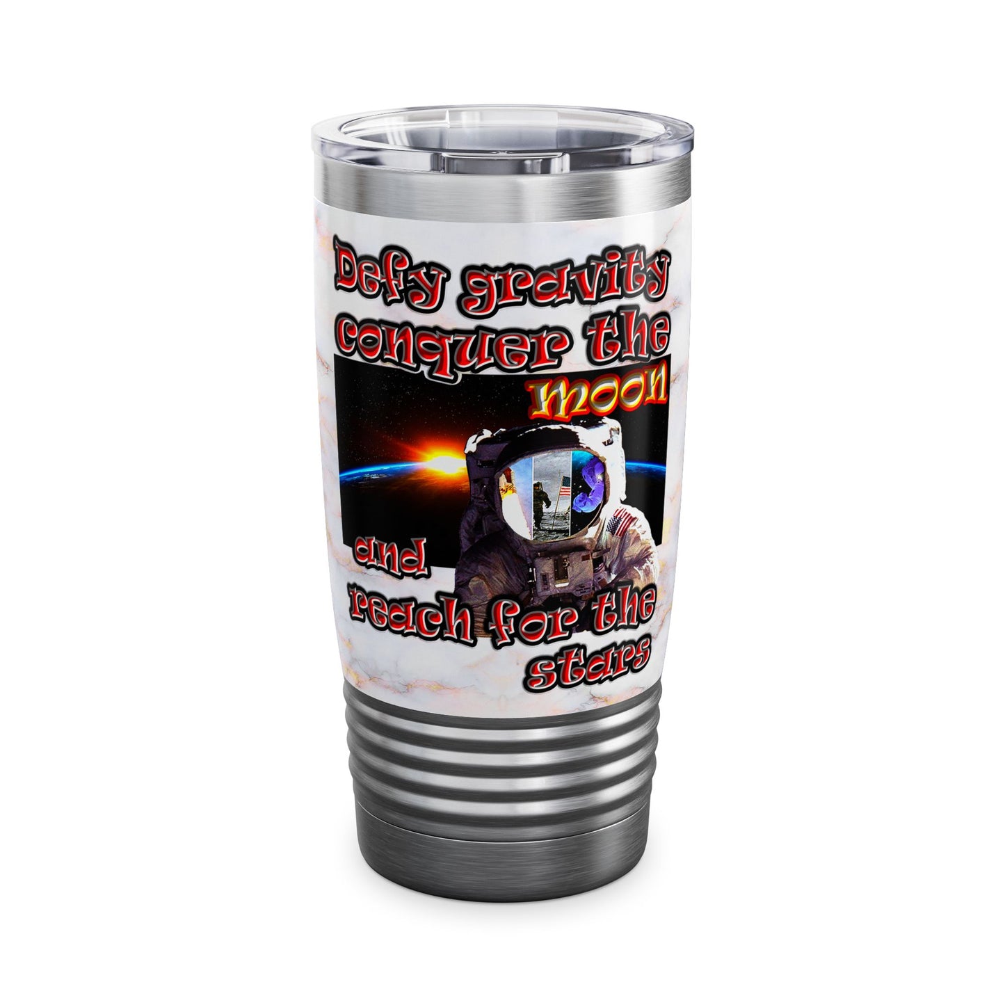 defy conquer reach - Ringneck Tumbler, 20oz (white marble)