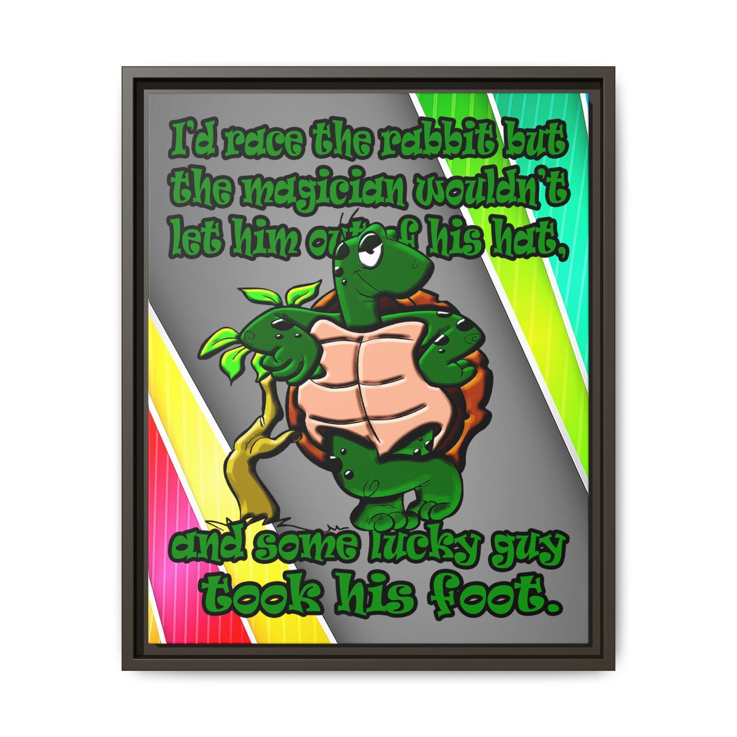 turtle race - framed canvas art (rainbow split)
