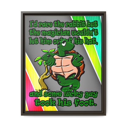 turtle race - framed canvas art (rainbow split)