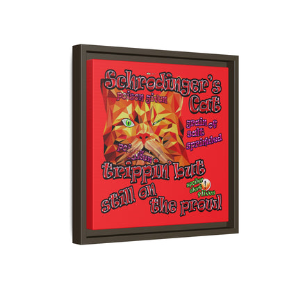 schrodinger's cat - framed canvas art (red)