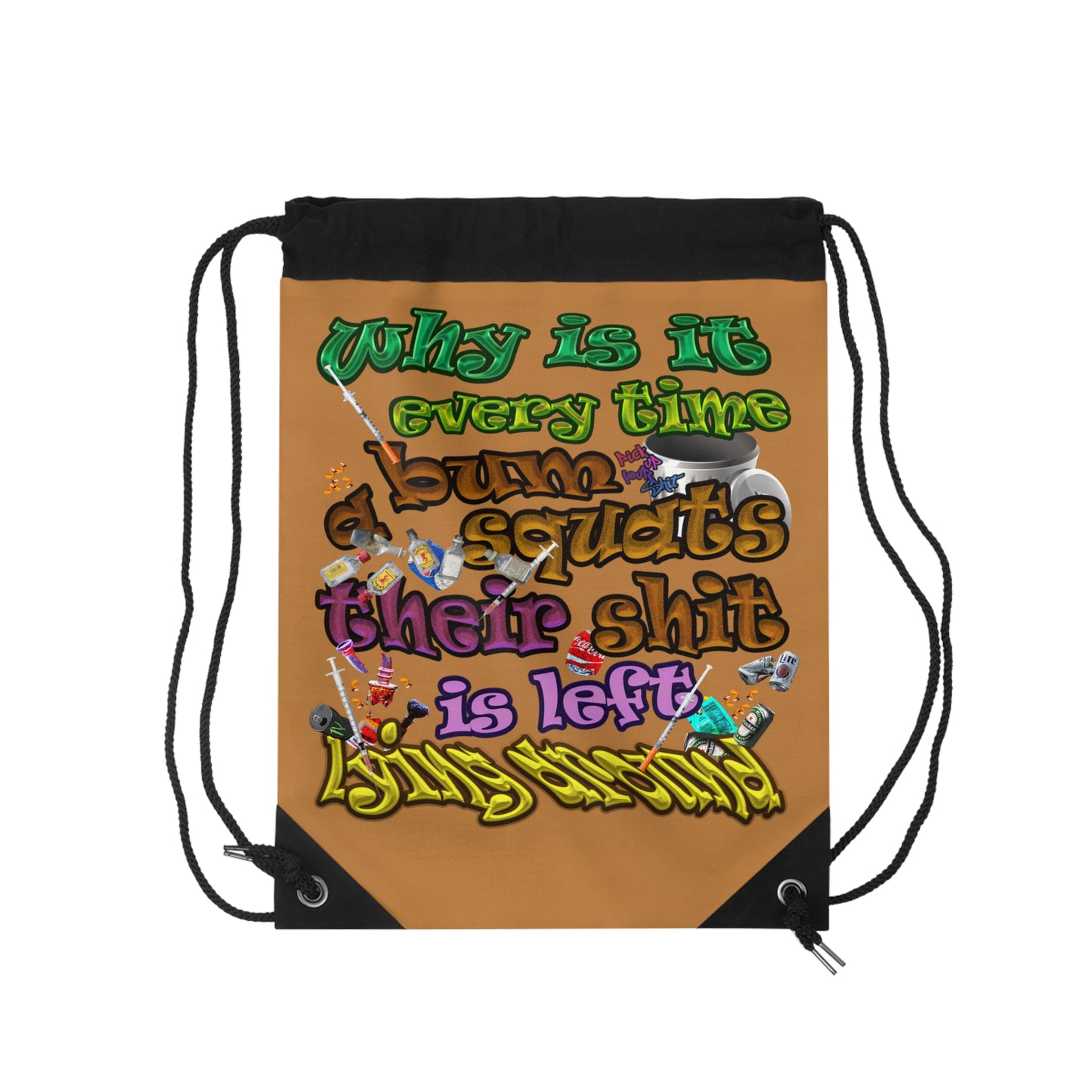 the bum's shit - Drawstring Bag (light brown)