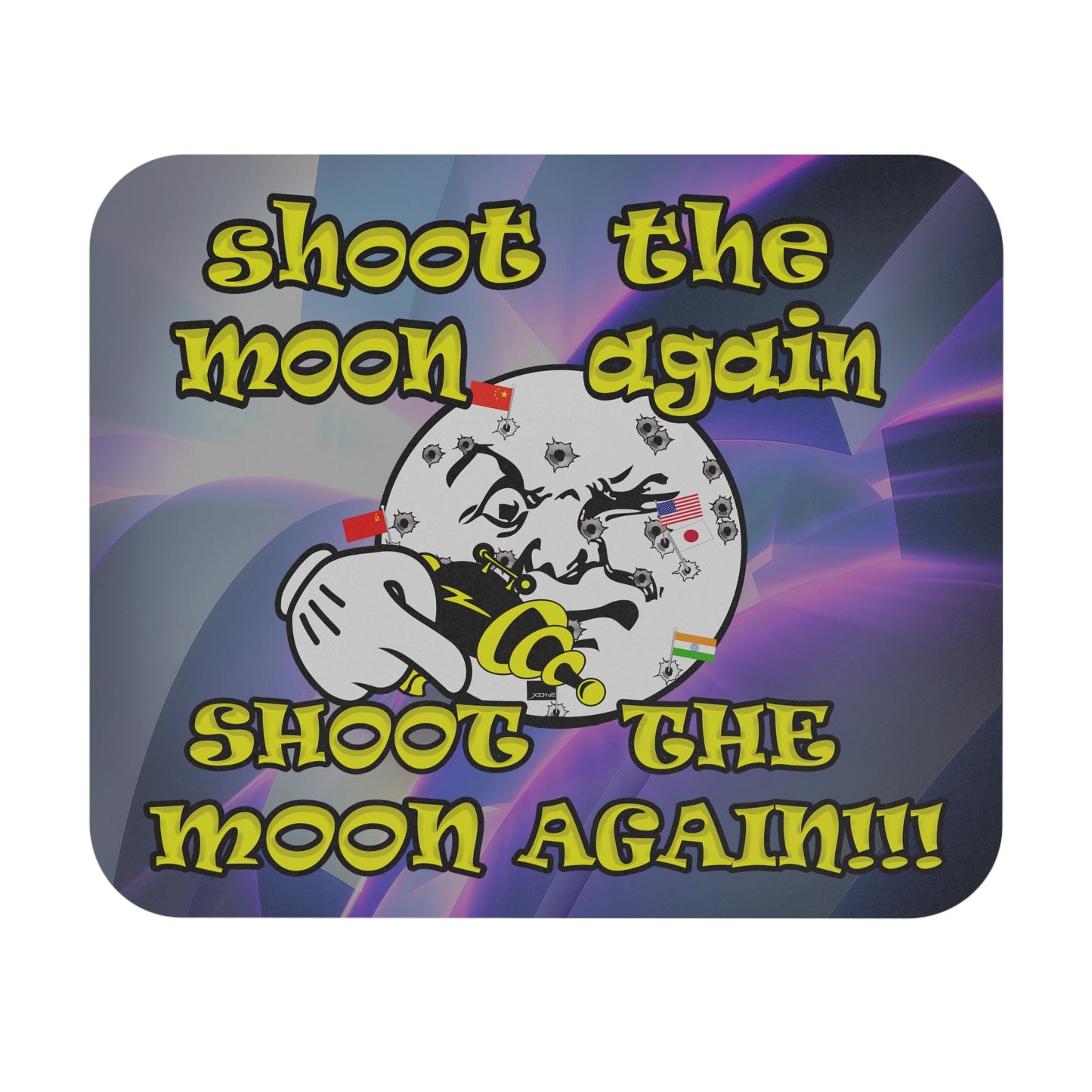 shoot the moon again - Mouse Pad (Rectangle) (grey-pink wave)