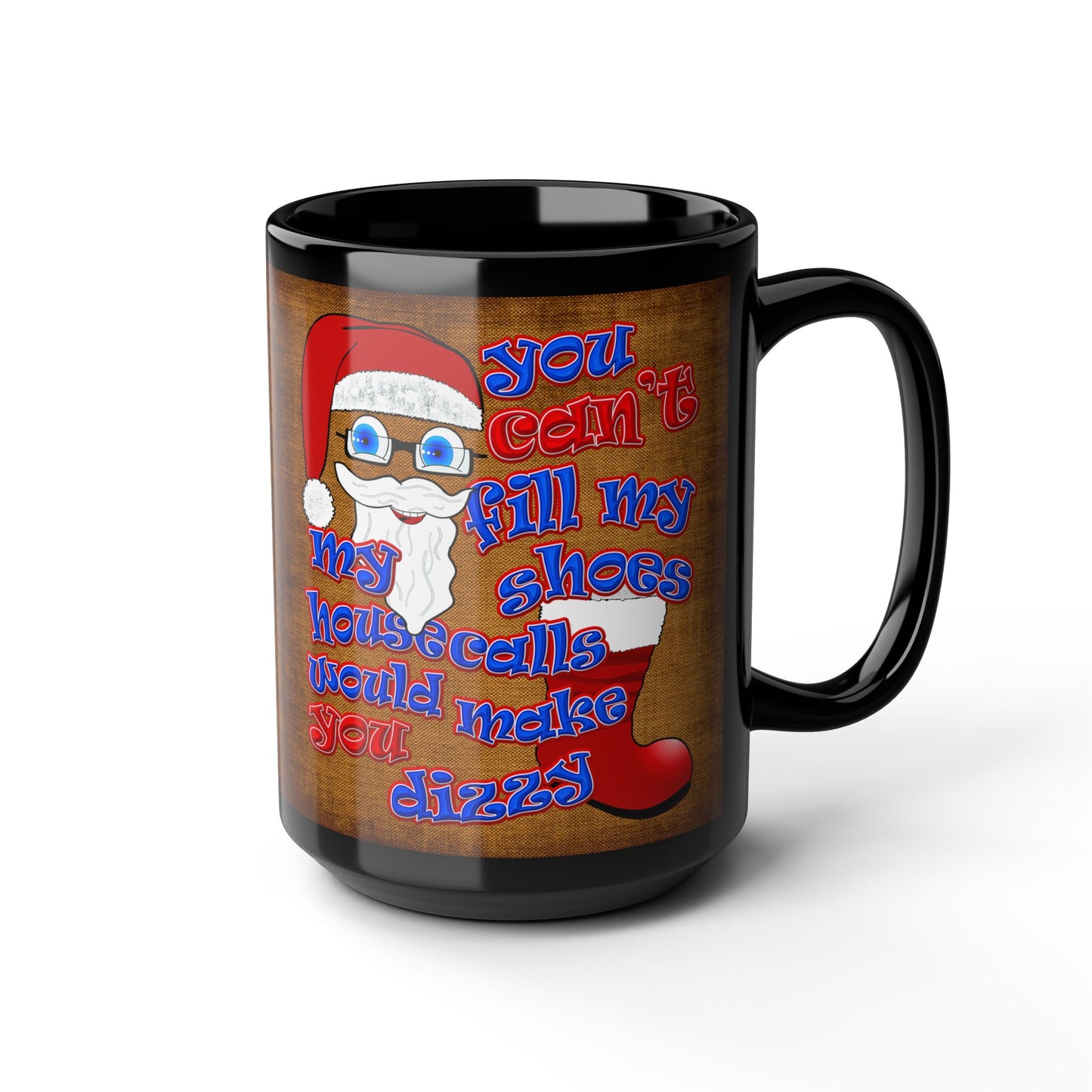 santa's shoes - Black Mug (brown papyrus)
