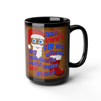 santa's shoes - Black Mug (brown papyrus)