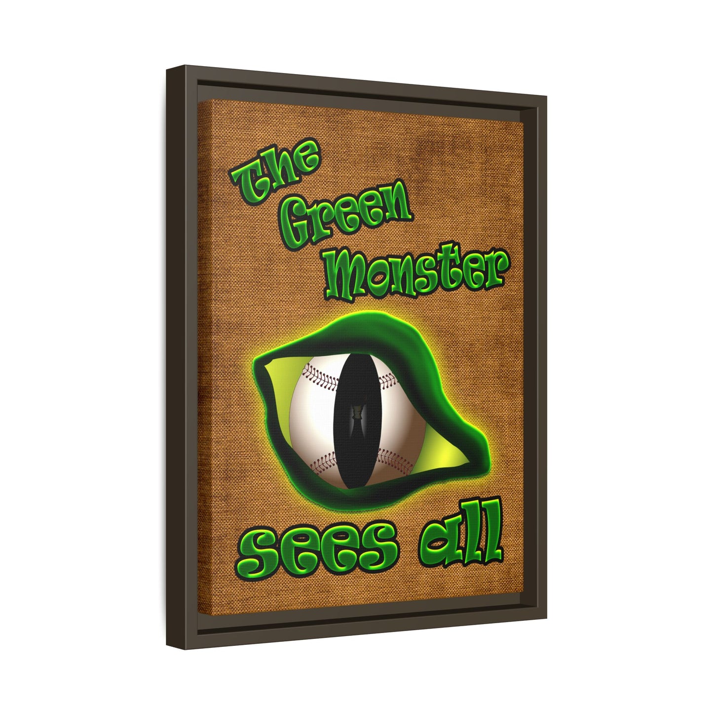 green monster - framed canvas art (brown papyrus)