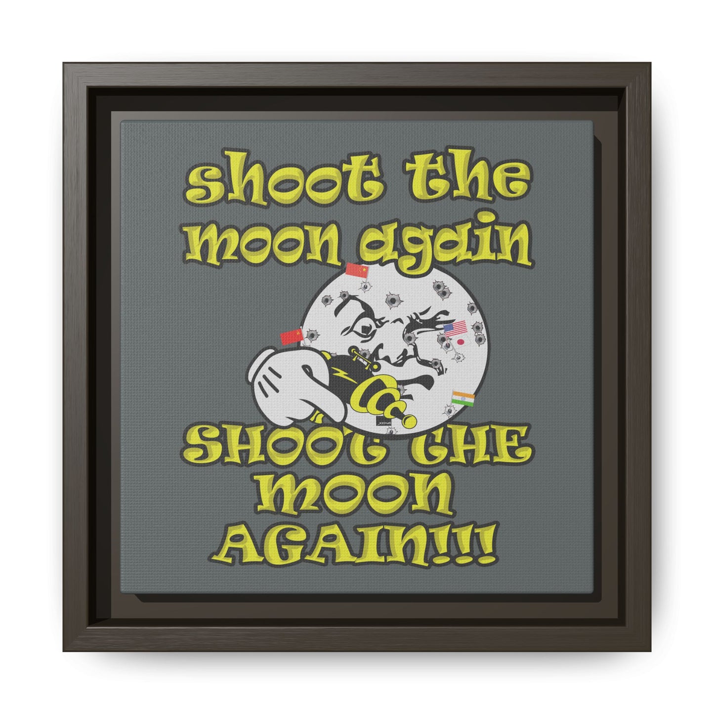shoot the moon again - framed canvas art (dark grey)