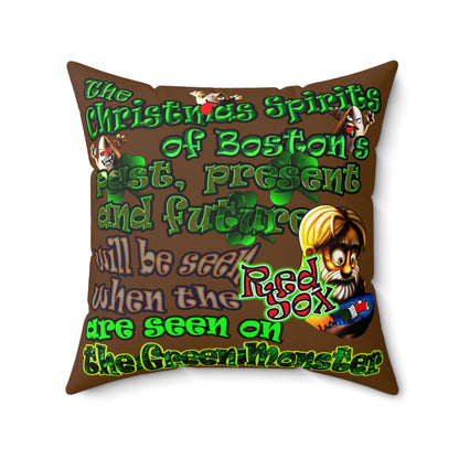 christmas spirits of boston - Spun Polyester Square Pillow - (brown)