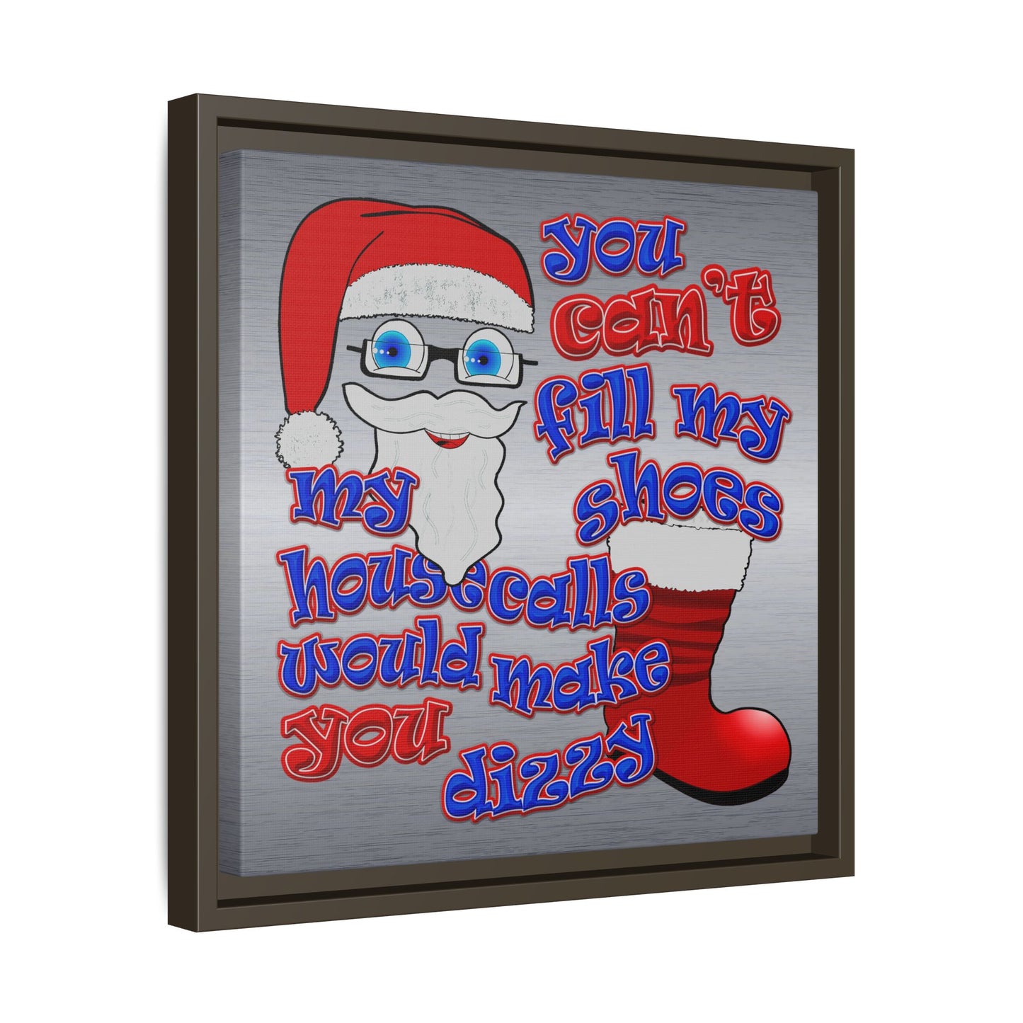 santa's shoes - framed canvas art (brushed nickel)