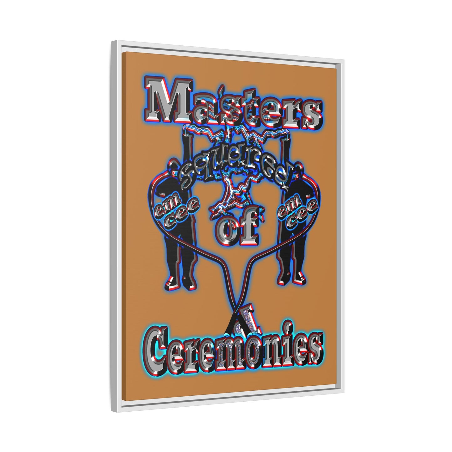 em cee squared - framed canvas art (light brown)