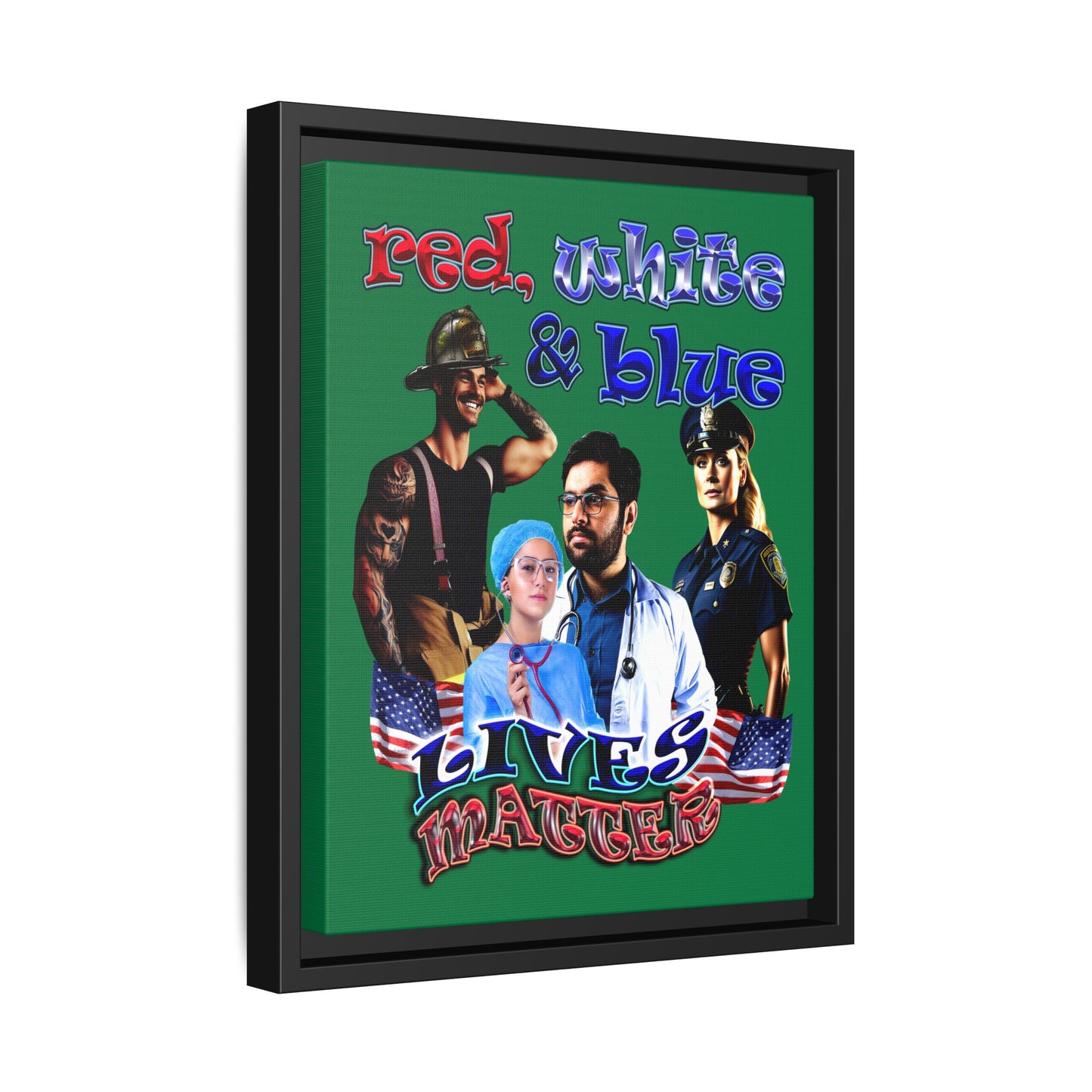 rw&b lives matter - framed canvas art (dark green)