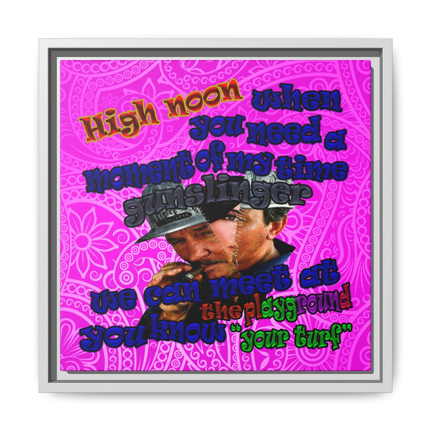 high noon - framed canvas art (pink swirl)
