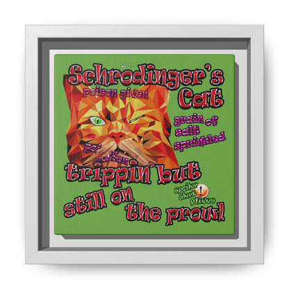 schrodinger's cat - framed canvas art (green)