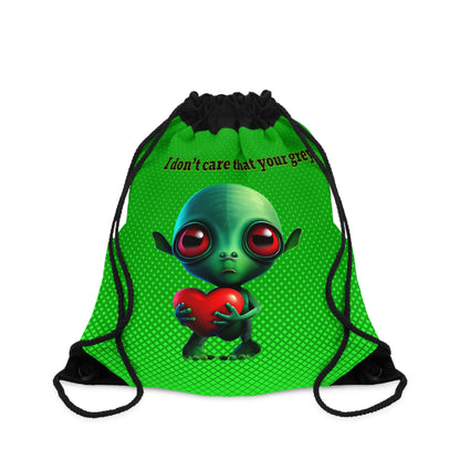 I don't care that your grey - Drawstring Bag (logo green)