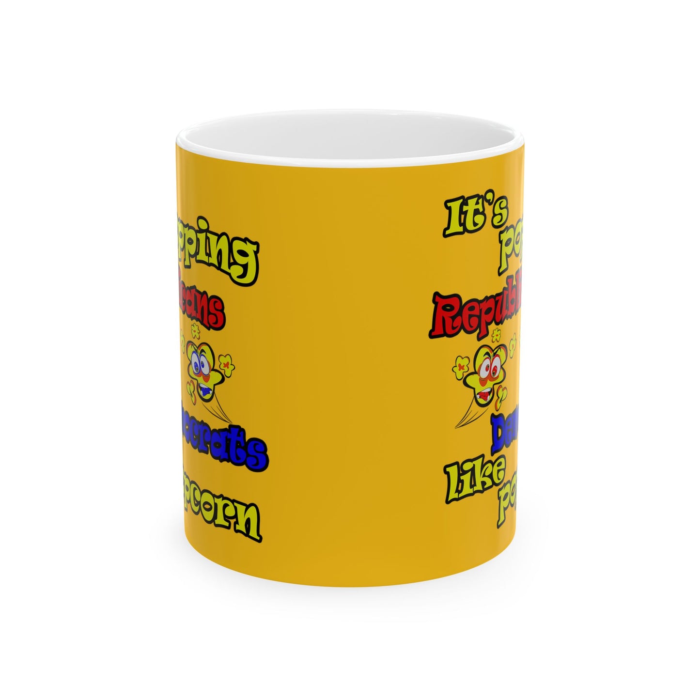 popping like popcorn - White Mug (yellow)