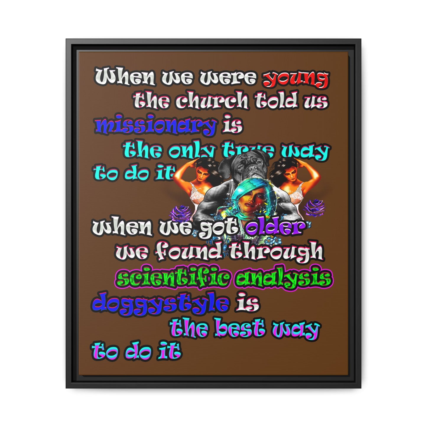 doggystyle - framed canvas art (brown)