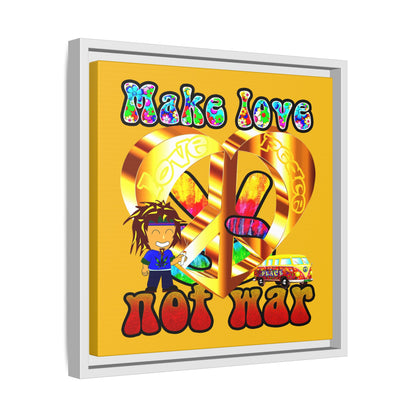 love peace - framed canvas art (yellow)