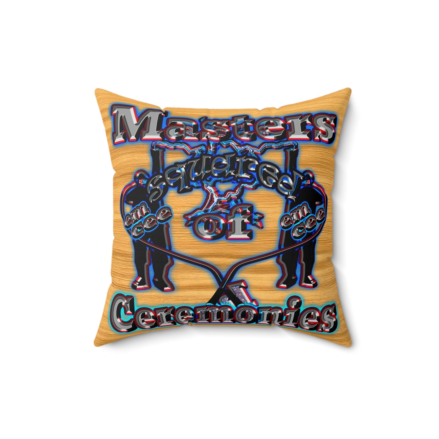 em cee squared - Spun Polyester Square Pillow - (butterscotch wood finish)