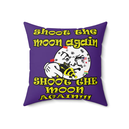 shoot the moon again - Spun Polyester Square Pillow - (purple)