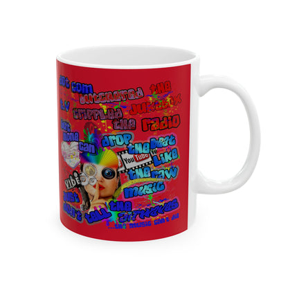 drop the beat - White Mug (dark red)