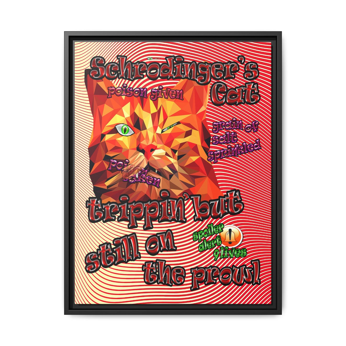schrodinger's cat - framed canvas art (yellow-orange wave)