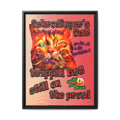 schrodinger's cat - framed canvas art (yellow-orange wave)