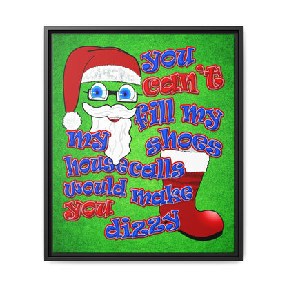 santa's shoes - framed canvas art (green turf)
